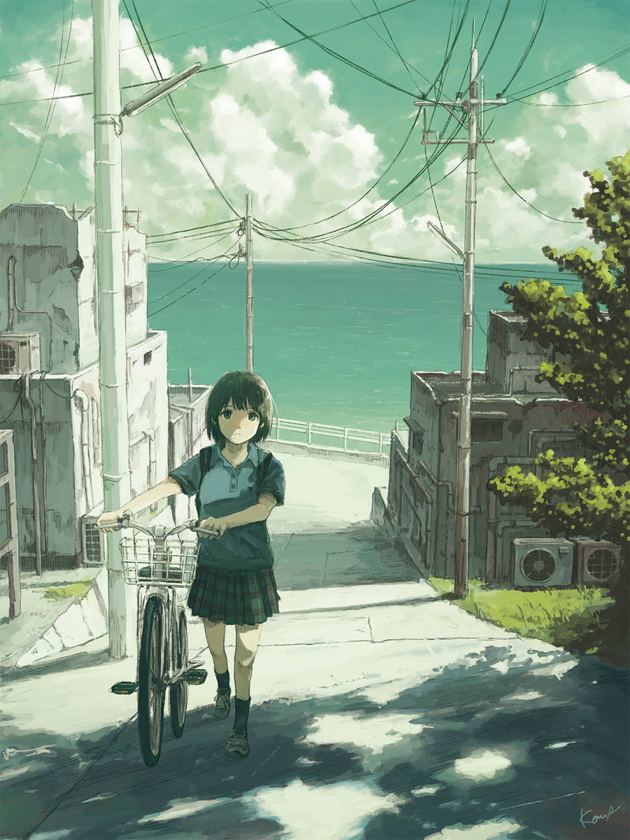 This is a pixiv picture whose title is 木陰坂.