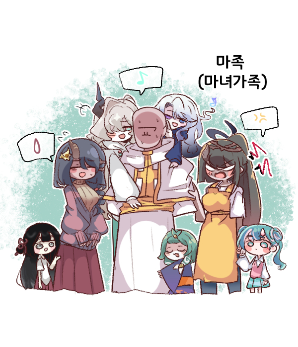 This is a pixiv picture whose title is 마족 (마녀가족).