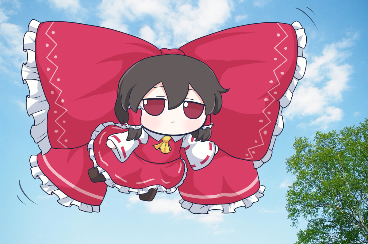 This is a pixiv picture whose title is Flying Fumo(𑘭ˬ𑘭)🎀.