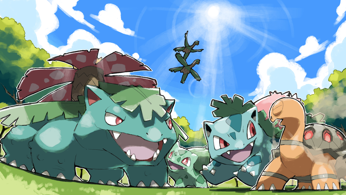 This is a pixiv picture whose title is Venusaur and Torkoal.