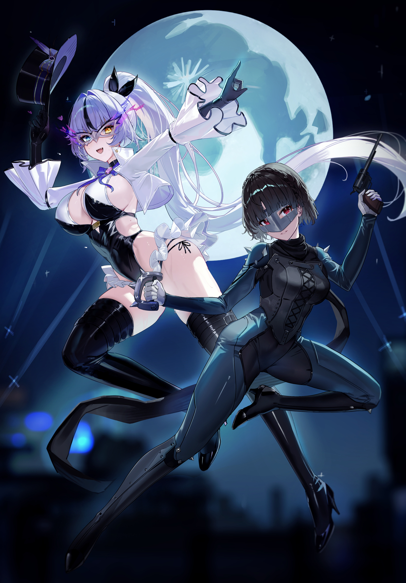 This is a pixiv picture whose title is 🎩🎭💙.