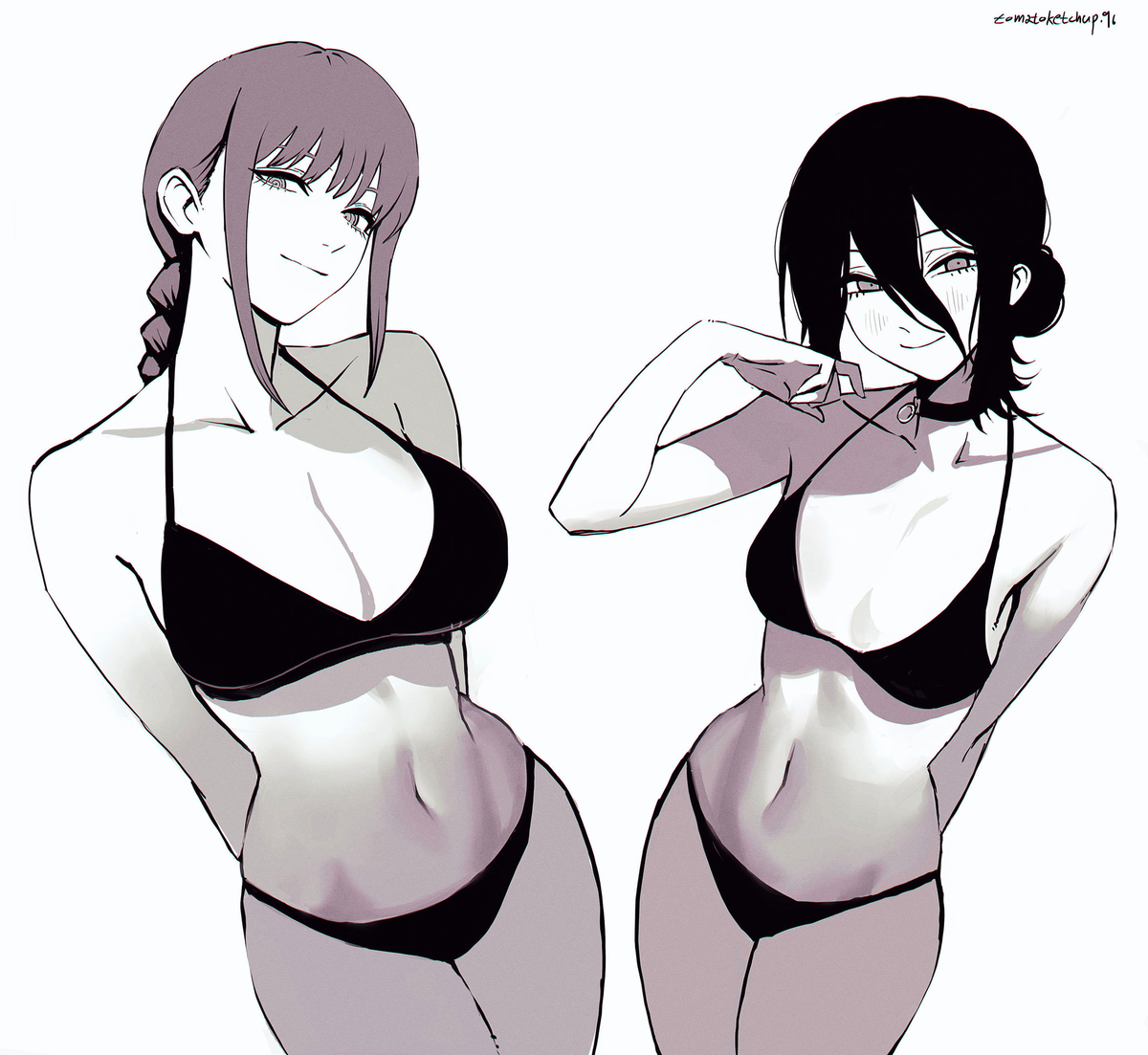 This is a pixiv picture whose title is 마키마를 믿기 VS 레제를 믿기.