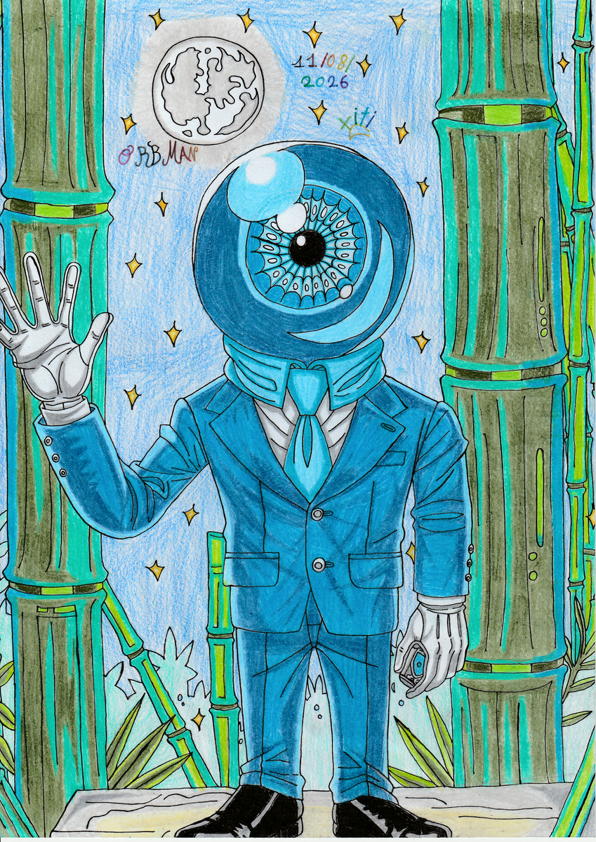 This is a pixiv picture whose title is Orbman 🧿💙👔🎋🪐⭐🎨👋🏻🫱🏻‍🫲🏻✨.