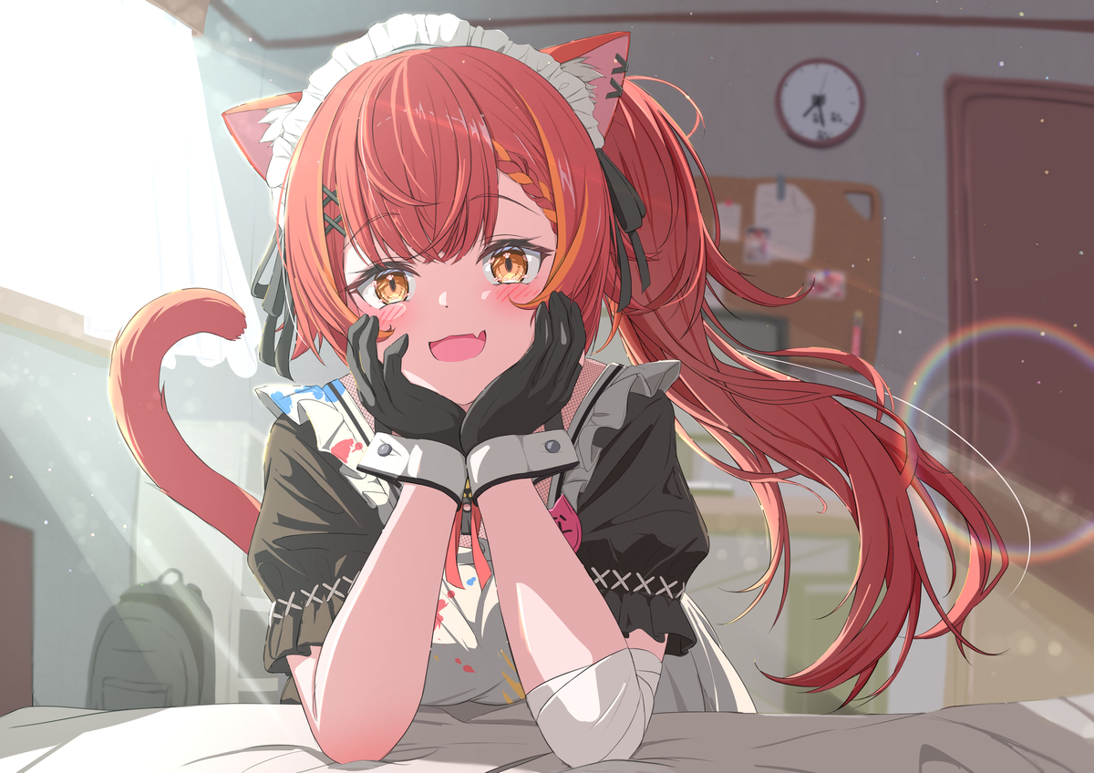 This is a pixiv picture whose title is 「......おはよう、うちのご主人様♪」.