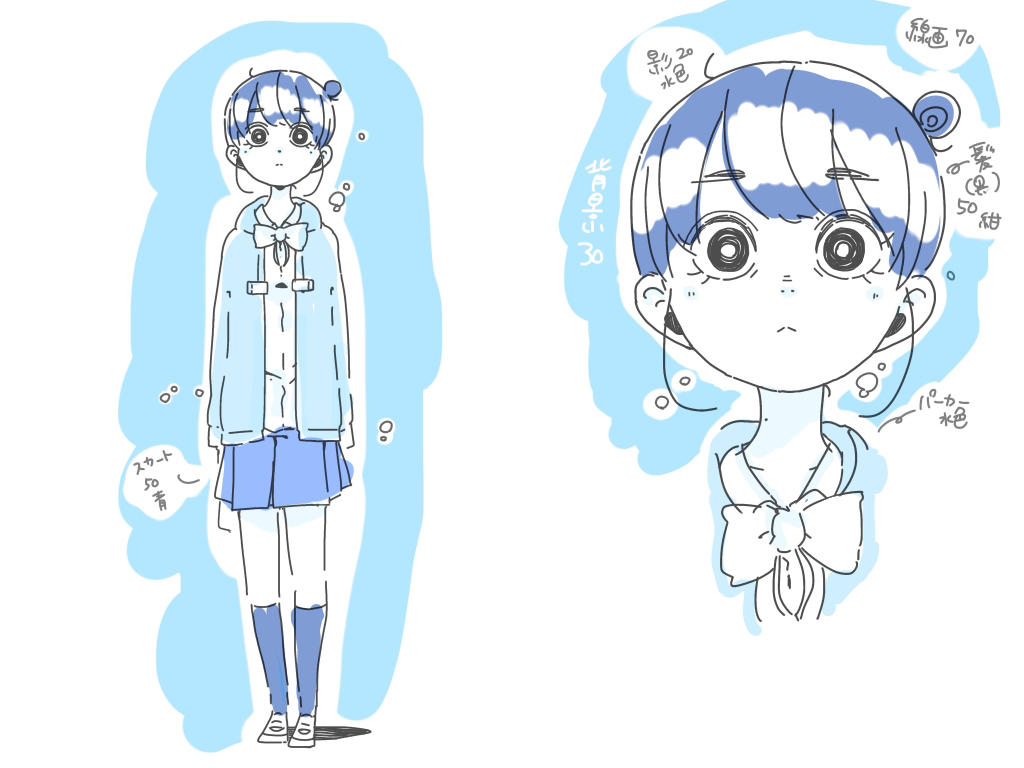 This is a pixiv picture whose title is 読切2作目キャラデザイン(一部).