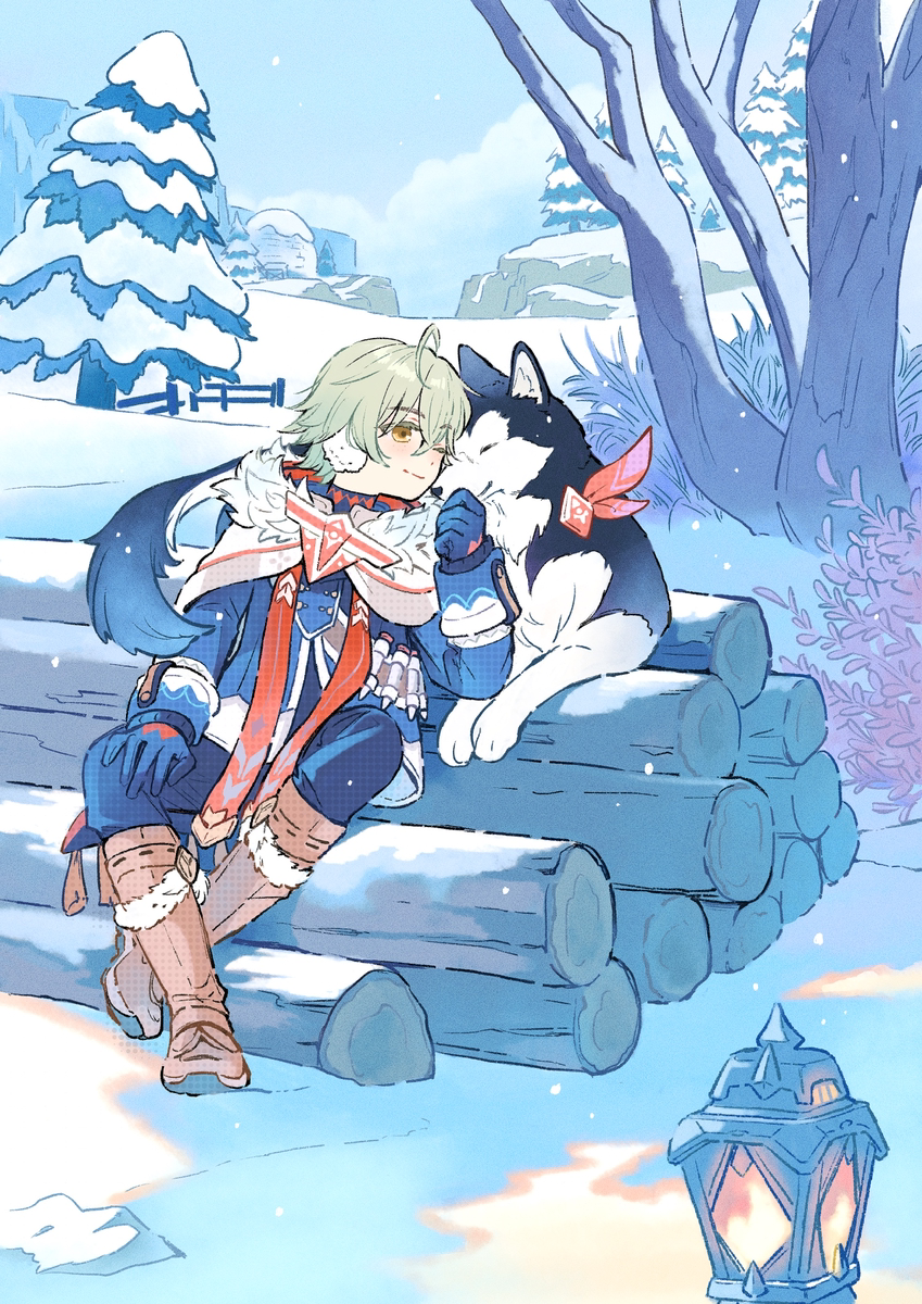 This is a pixiv picture whose title is 【原神】一緒なら寒くない.