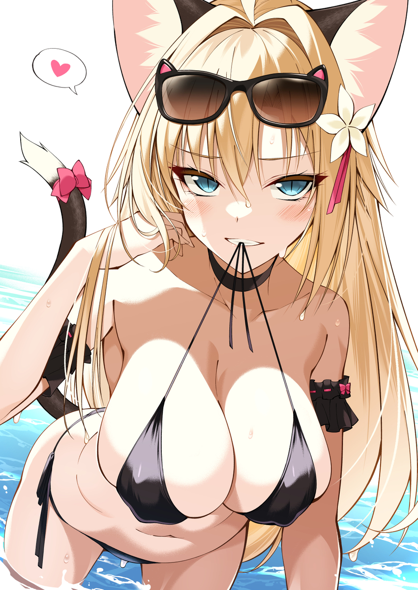 This is a pixiv picture whose title is 水着猫耳お嬢様🐈‍⬛.