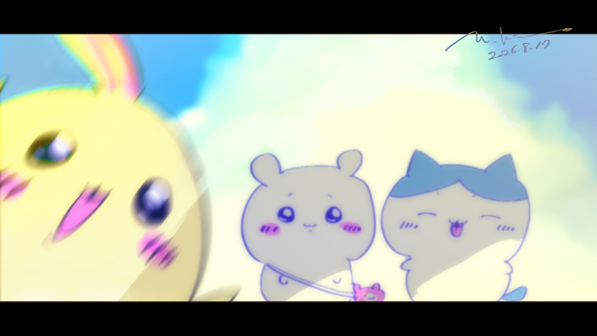 This is a pixiv picture whose title is ちいかわ映画見てきた記念お絵かき.