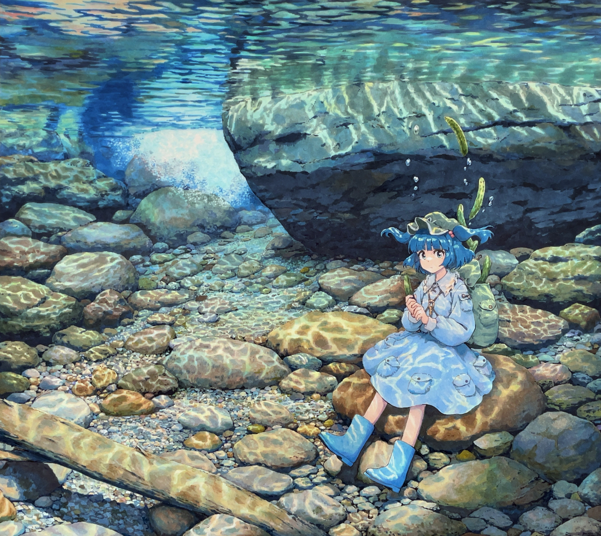 This is a pixiv picture whose title is 河童の川涼み.