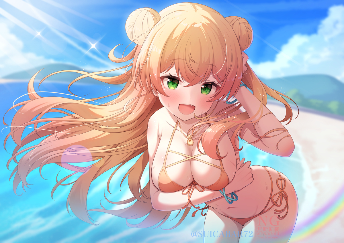 This is a pixiv picture whose title is ねねちと海デート🍑👙.