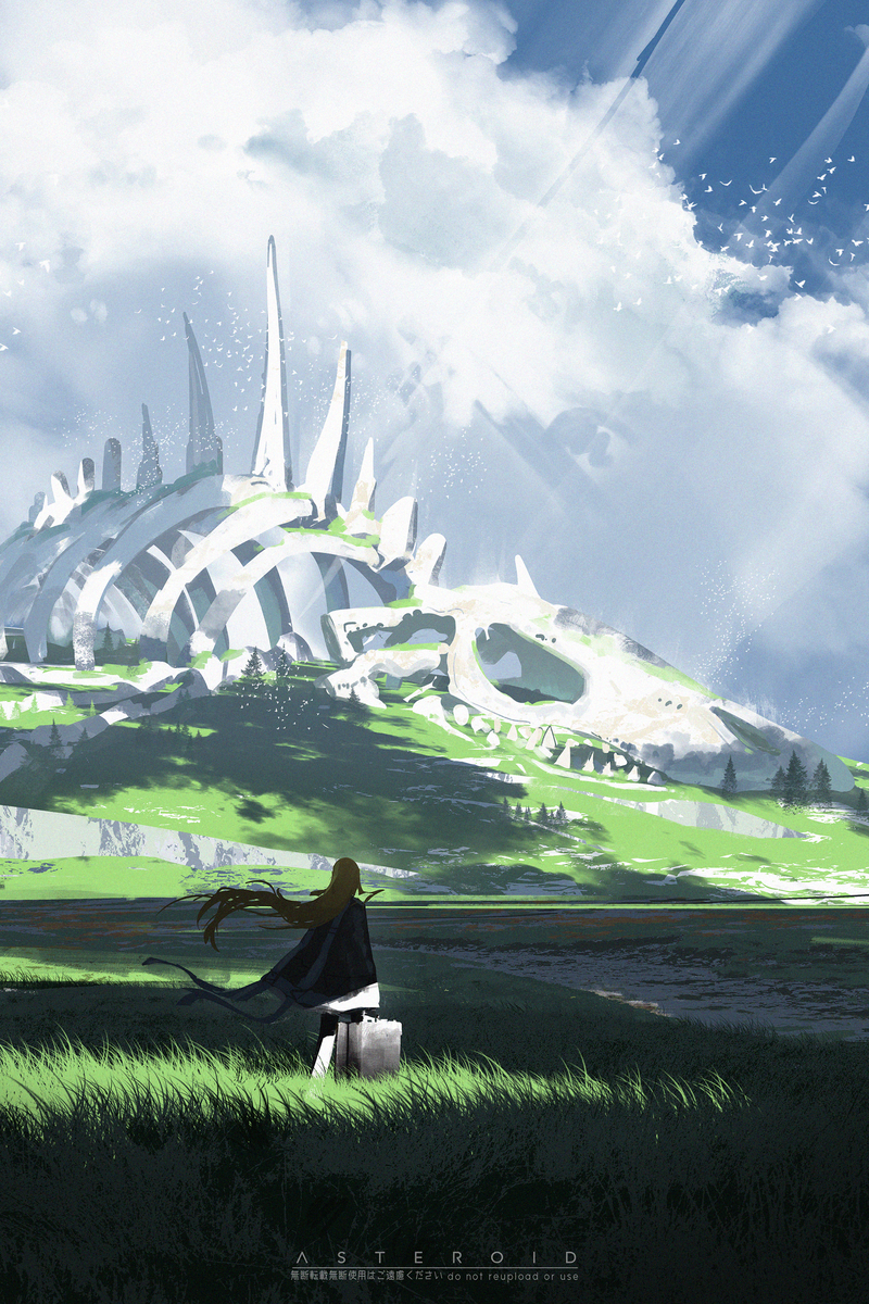 This is a pixiv picture whose title is 巨獣の痕跡.