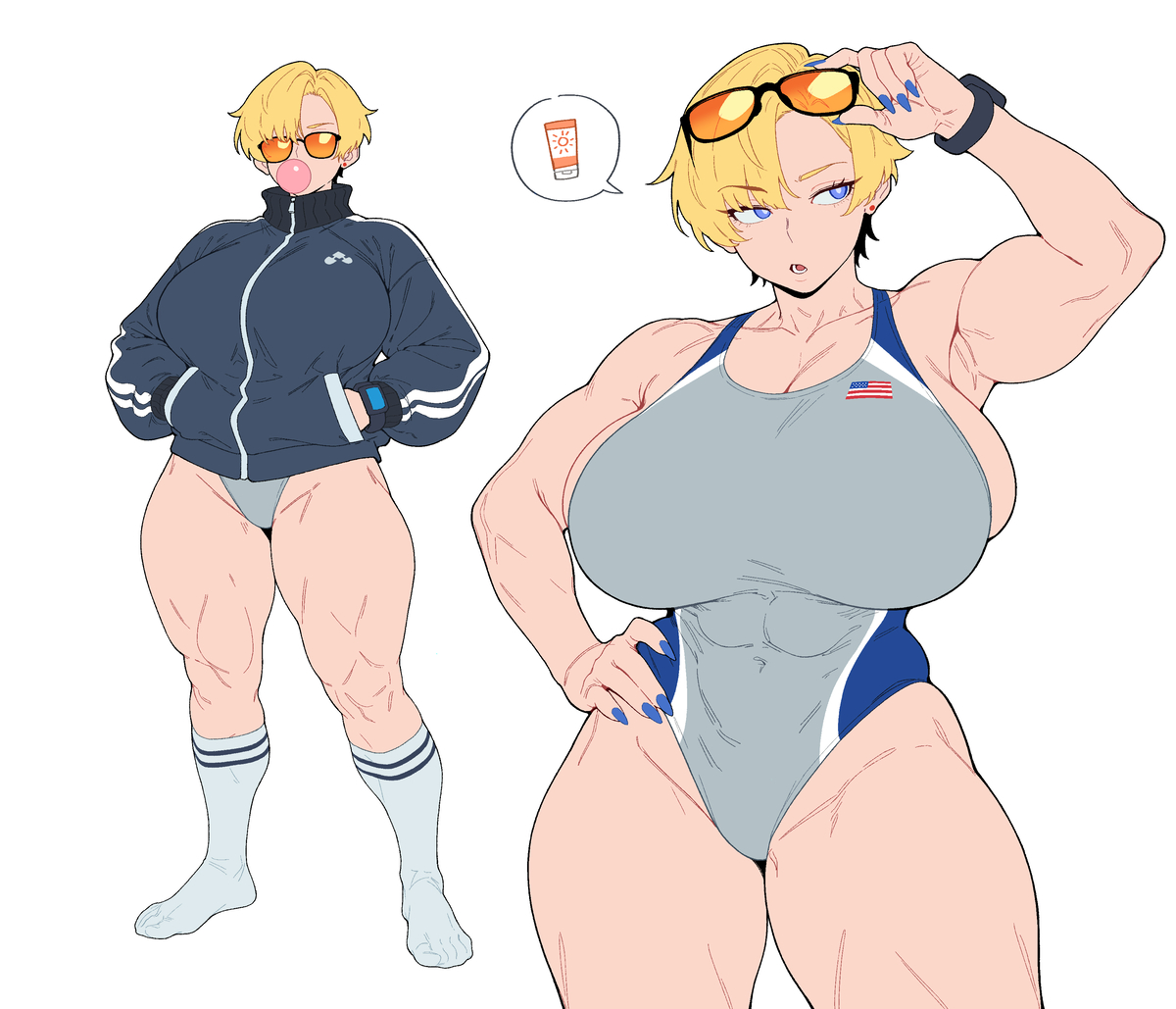 This is a pixiv picture whose title is 阿美莉卡泳装（2p.