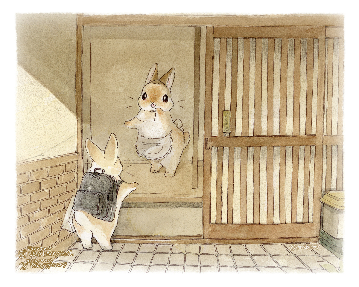This is a pixiv picture whose title is 〇 うさぎさんのお盆 〇.