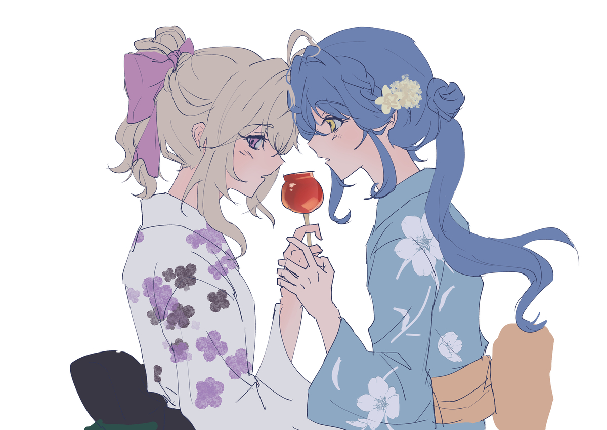 This is a pixiv picture whose title is りんご飴.