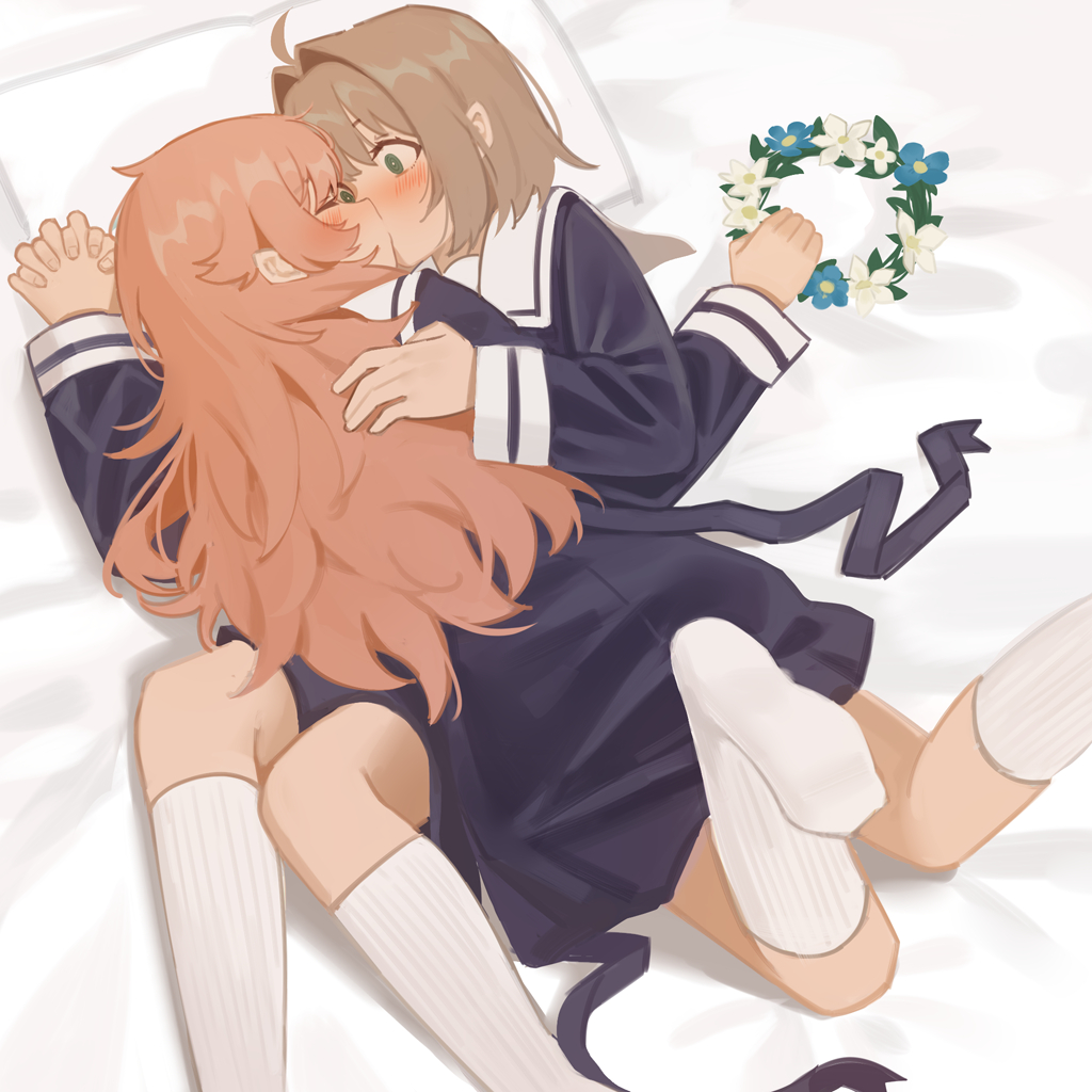 This is a pixiv picture whose title is 押し倒し.
