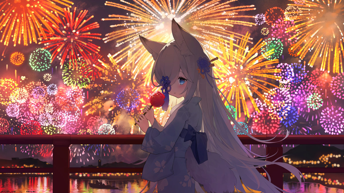 This is a pixiv picture whose title is 看烟花.