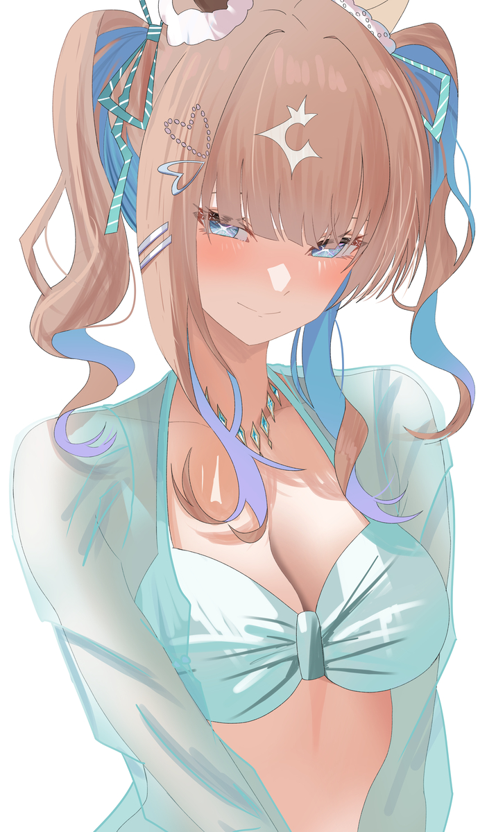 This is a pixiv picture whose title is 水着アーモンドアイ.