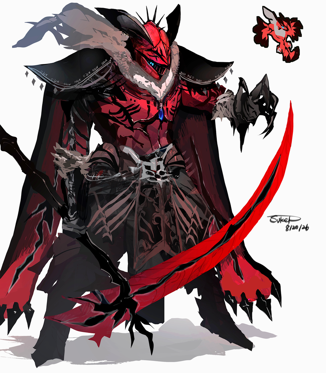 This is a pixiv picture whose title is イベルタルモチーフの騎士（ポケモン）.