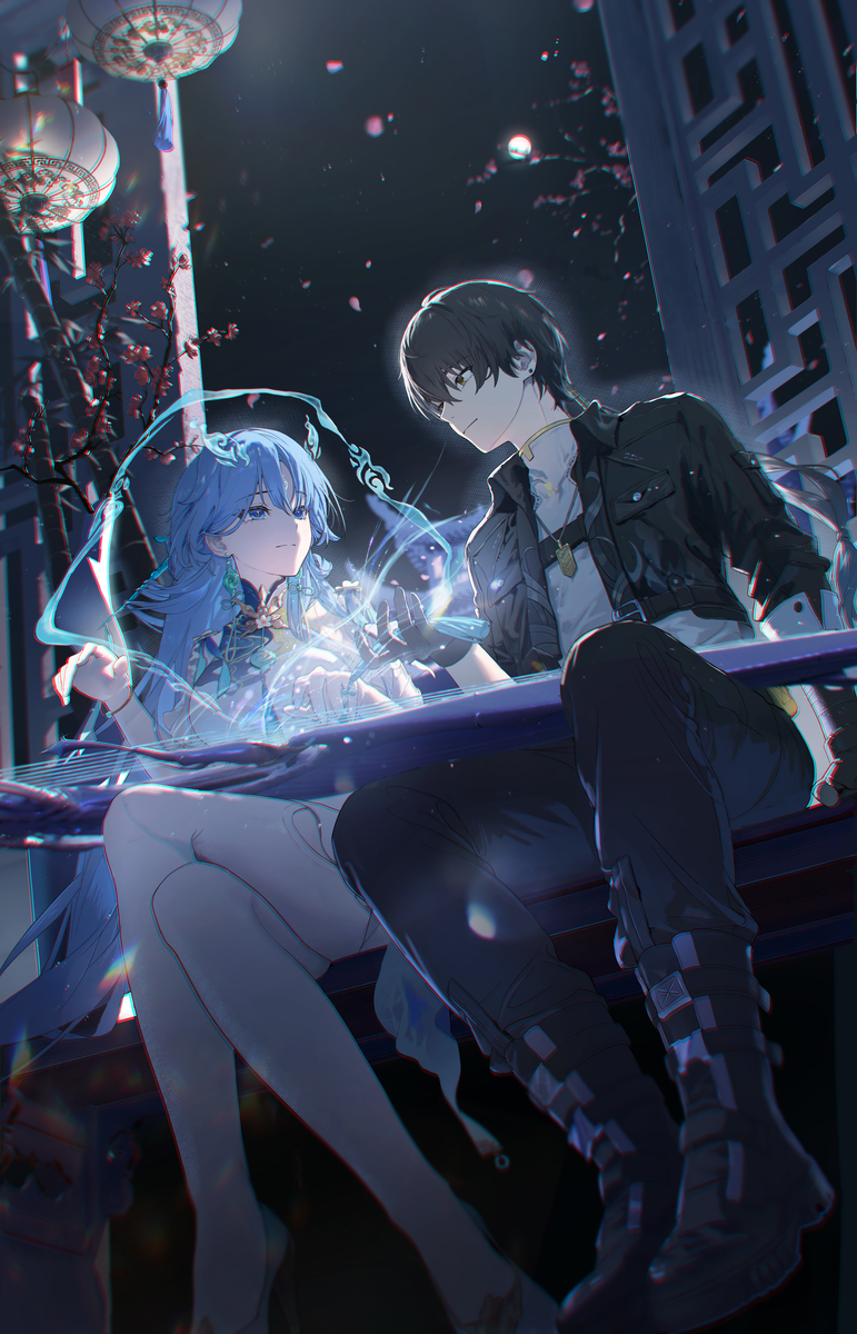 This is a pixiv picture whose title is 清宵🌙.