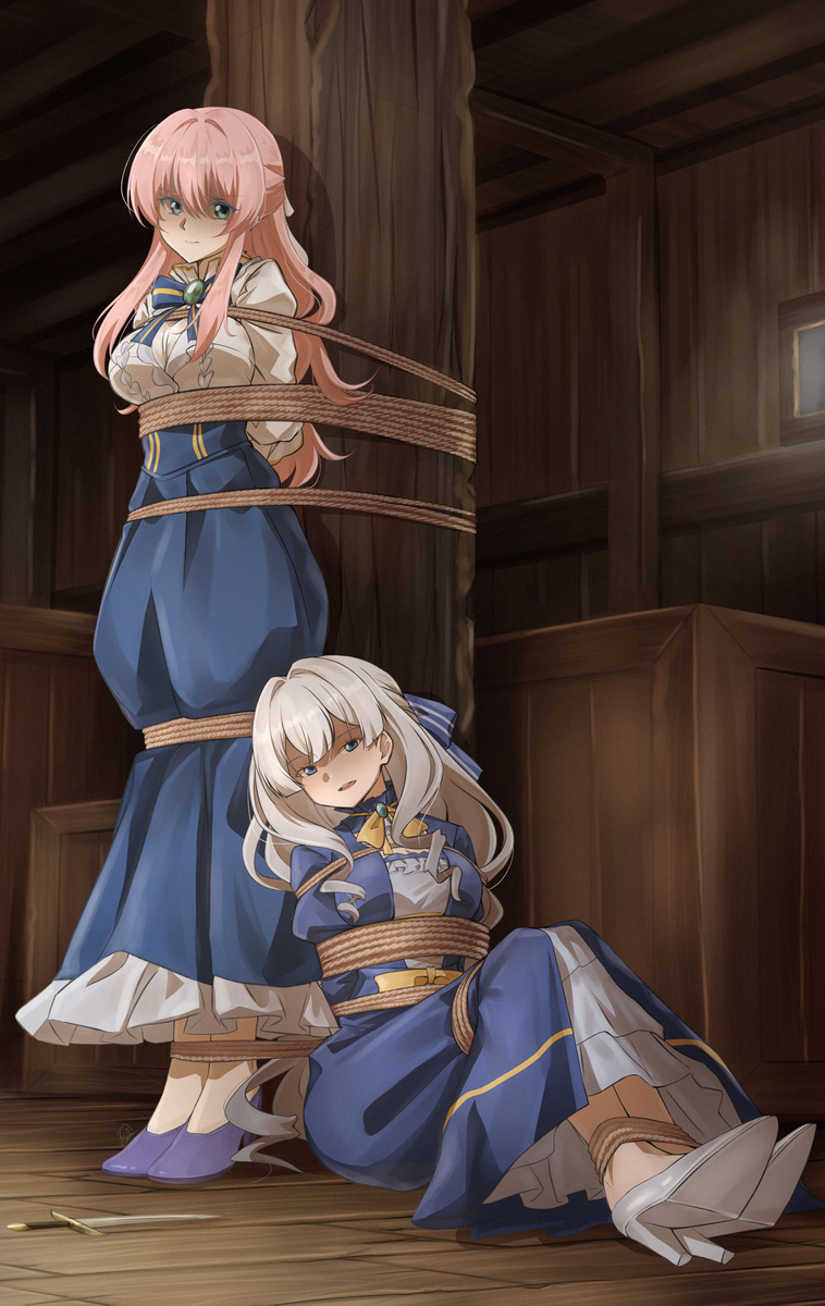 This is a pixiv picture whose title is Rishe and Elizabeth tied up.