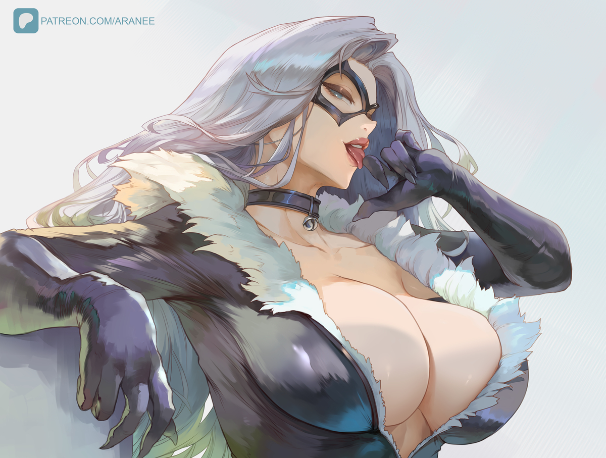 This is a pixiv picture whose title is Black Cat - Marvel.