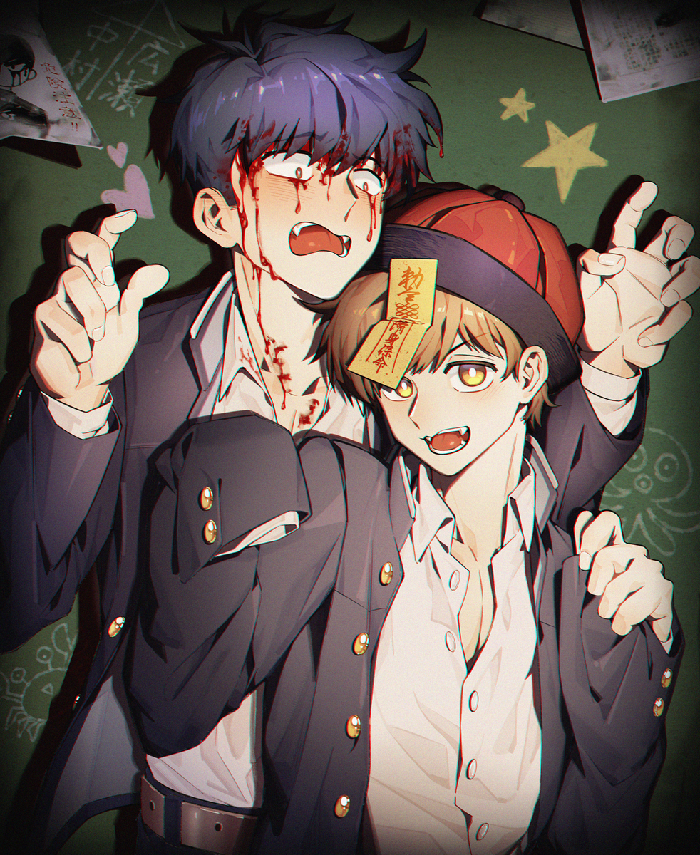 This is a pixiv picture whose title is 学ランゾンビ*2.
