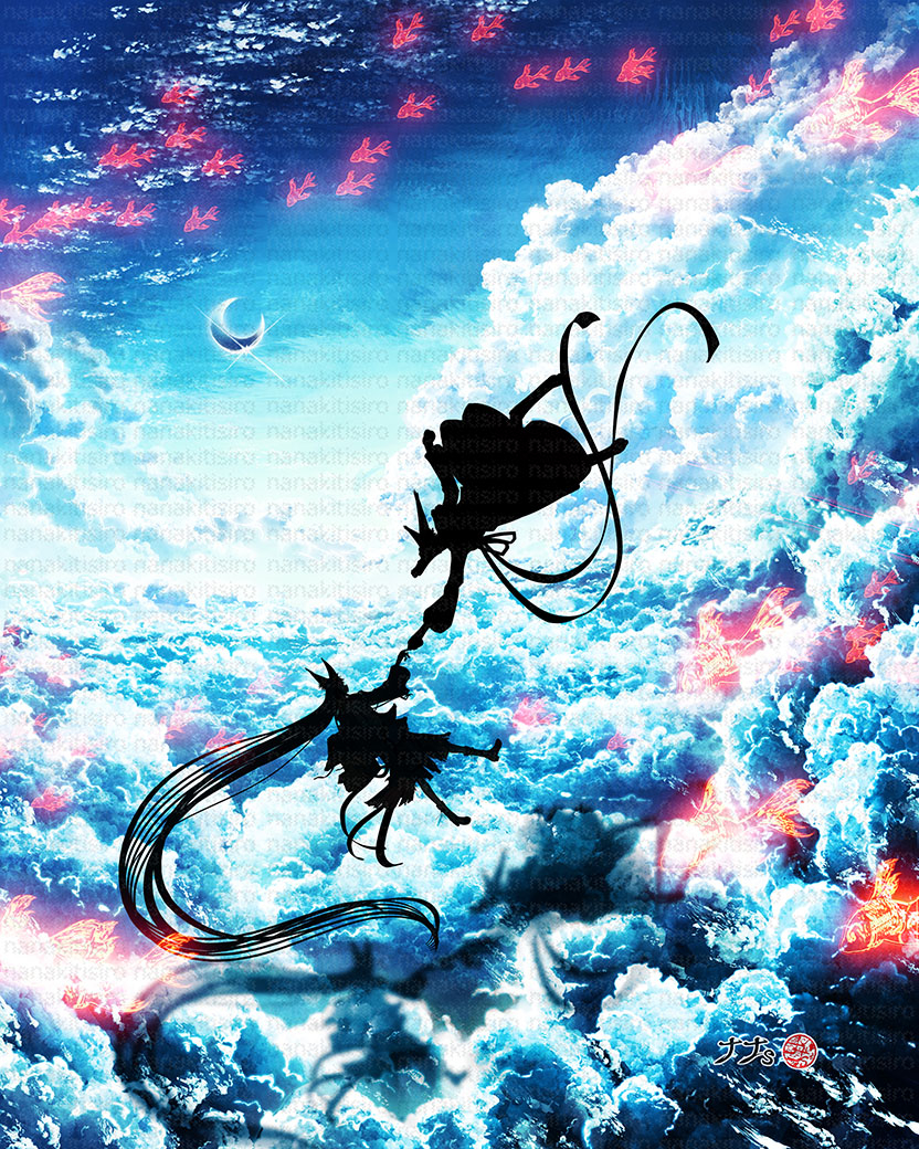 This is a pixiv picture whose title is 天空の寝床.