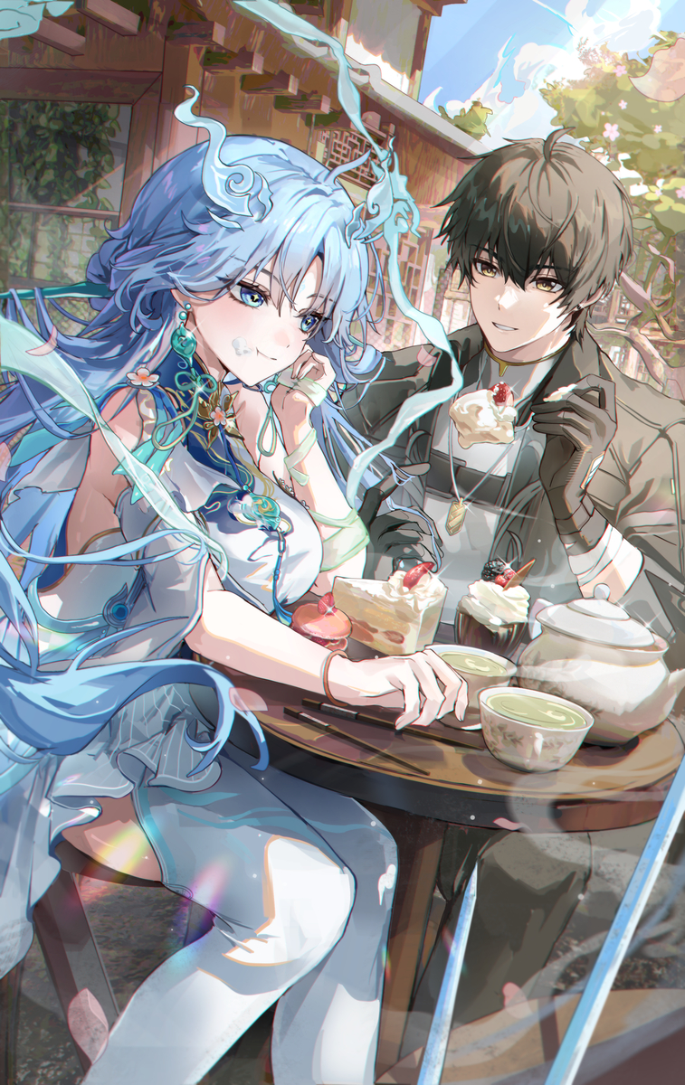 This is a pixiv picture whose title is 清宵 & 男漂泊者.