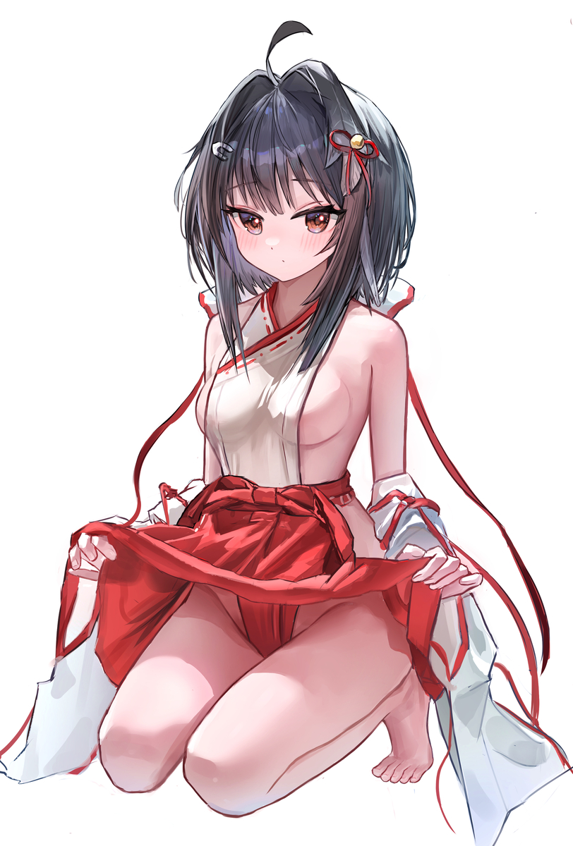 This is a pixiv picture whose title is 画了巫女服羽毛笔.
