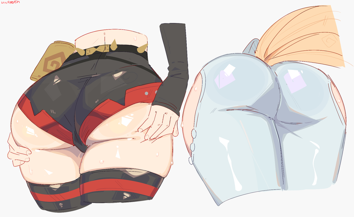 This is a pixiv picture whose title is Burnice and Sigrid Butt.