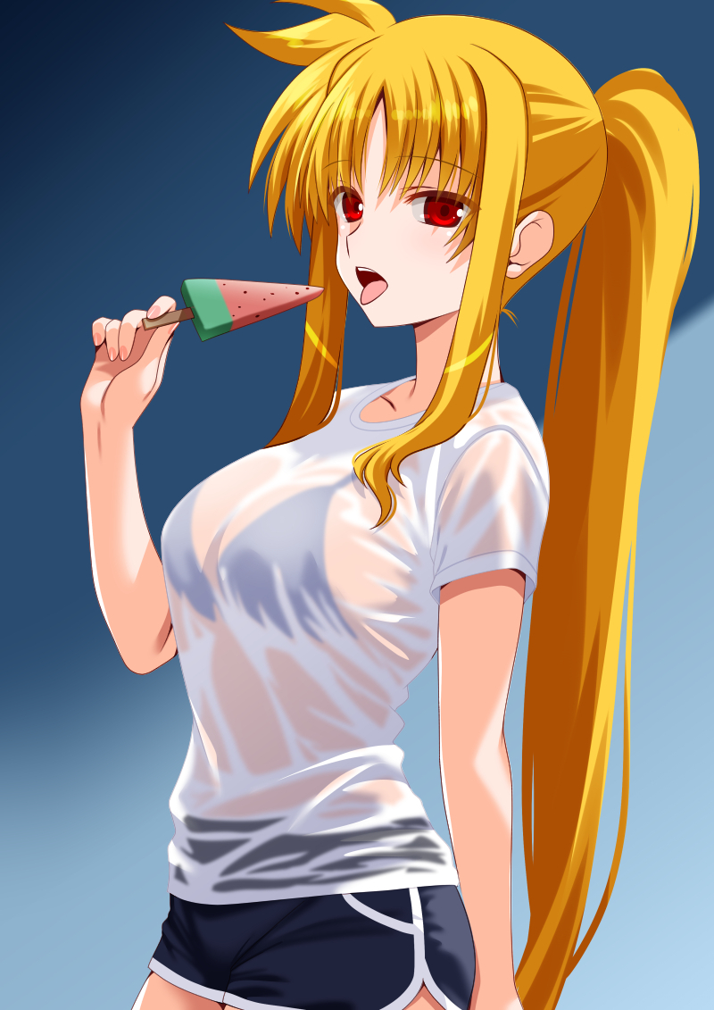 This is a pixiv picture whose title is フェイトさんスイカバー.
