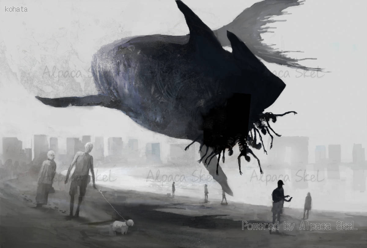 This is a pixiv picture whose title is 【アルパカコネクト】Faceless Shark.