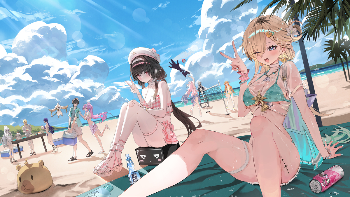 This is a pixiv picture whose title is 海だ！.