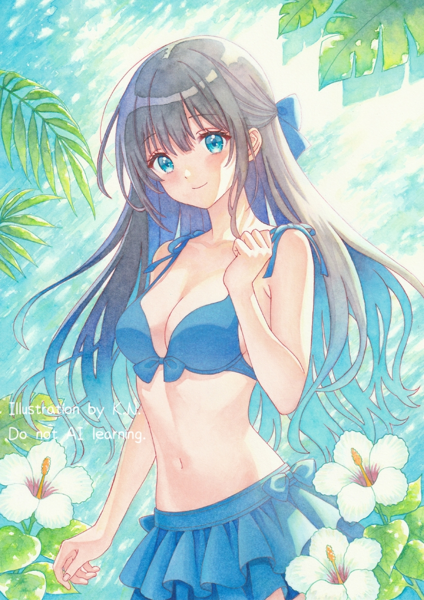 This is a pixiv picture whose title is 白いハイビスカスの木陰.