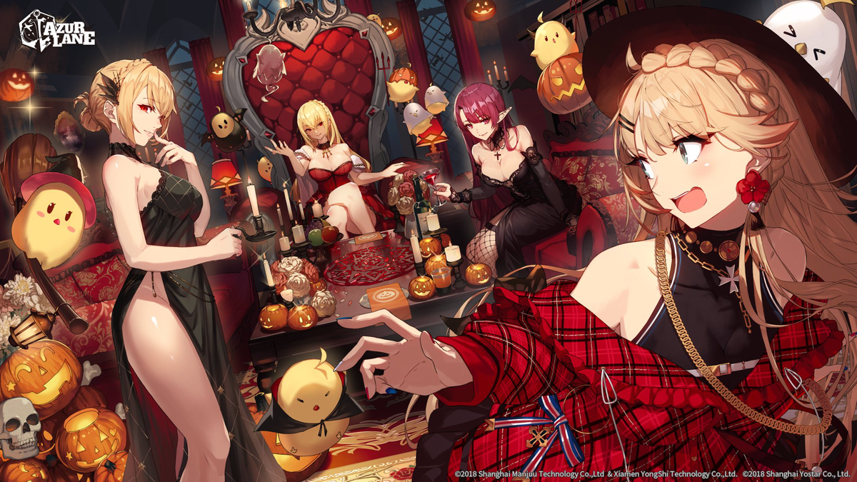 This is a pixiv picture whose title is アズールレーン EN版にてハロウィンイラスト.
