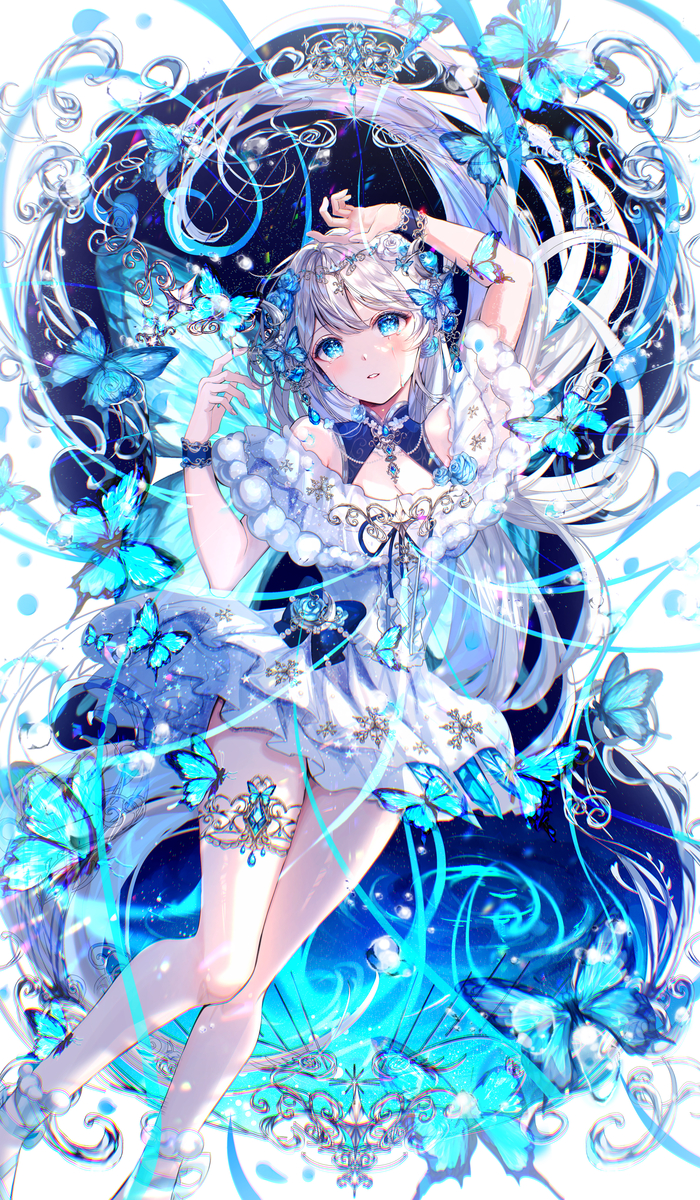 This is a pixiv picture whose title is 蒼い蝶は夢を見る.