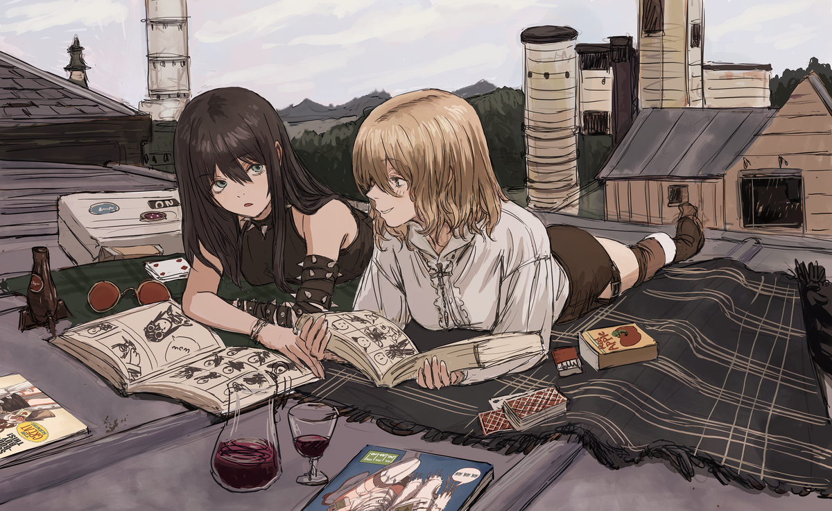 This is a pixiv picture whose title is On the roof.