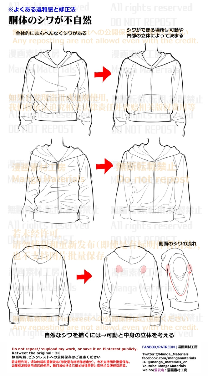 This is a pixiv picture whose title is 個人メモ：パーカーのシワ.
