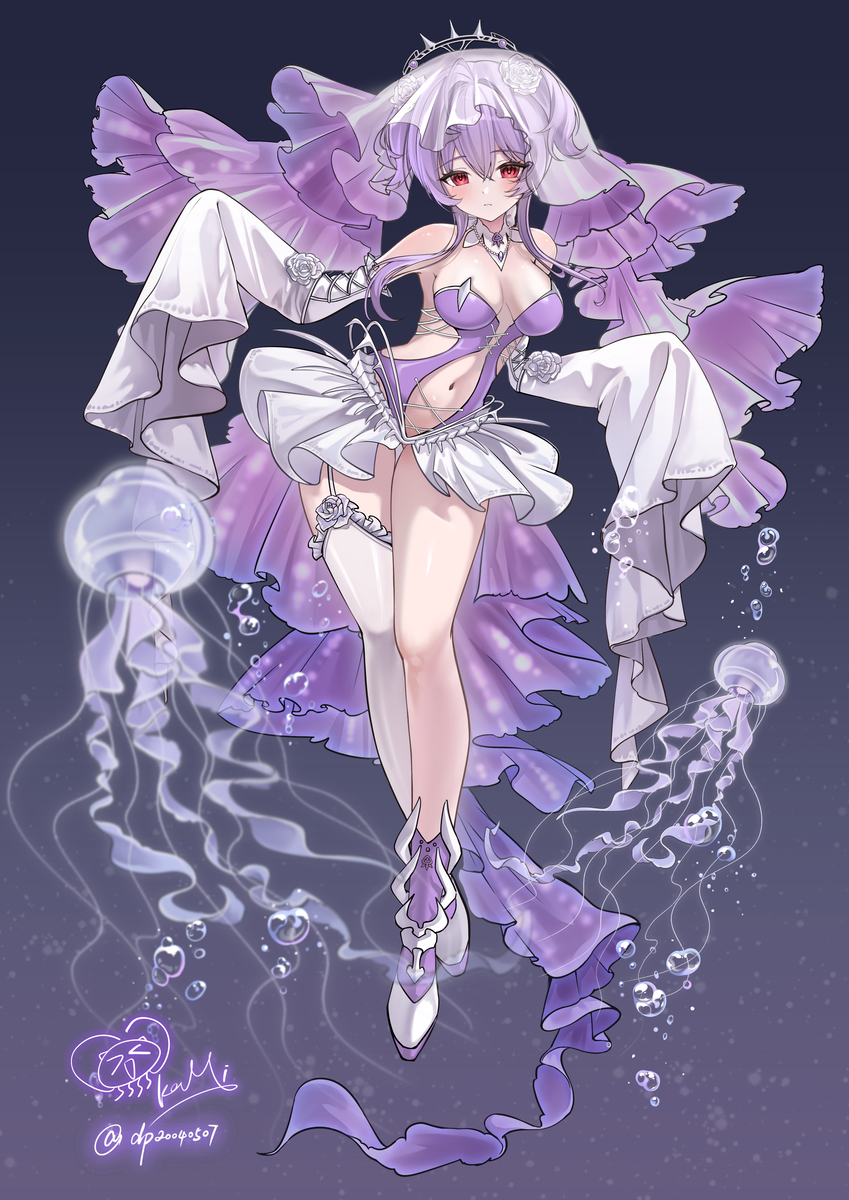This is a pixiv picture whose title is 眠り姫 花嫁💜リバーレリオ.