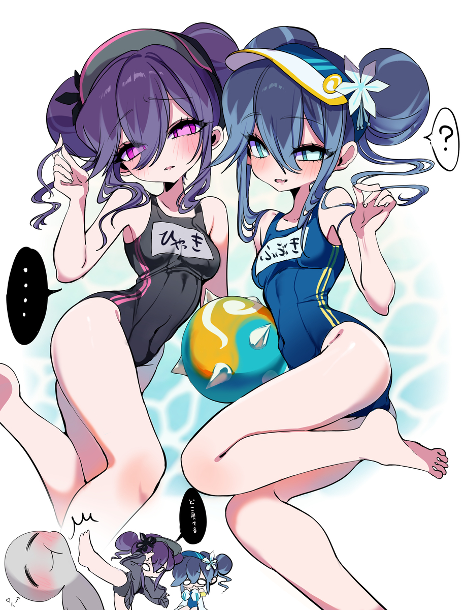 This is a pixiv picture whose title is サマバケ姫ズ(百鬼姫×ふぶき姫).