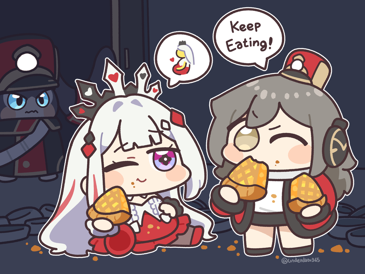 This is a pixiv picture whose title is 따끈따끈바삭바삭폼폼폼폼 파이 훔쳐먹는 중....