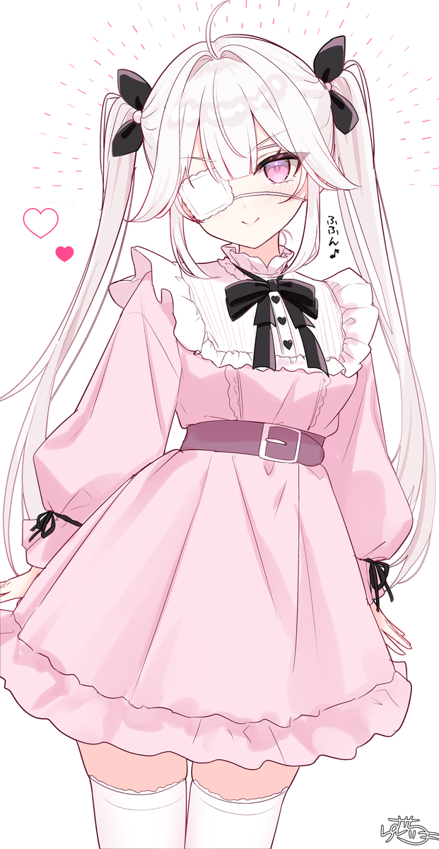 This is a pixiv picture whose title is 白髪ツインテちゃん.
