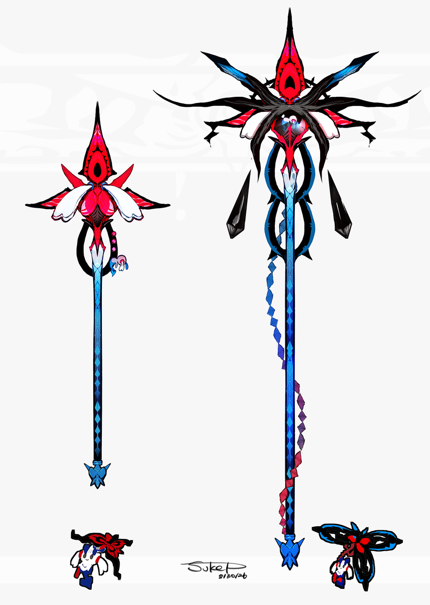 This is a pixiv picture whose title is フラエッテ・メガフラエッテモチーフの武器（ポケモン）.