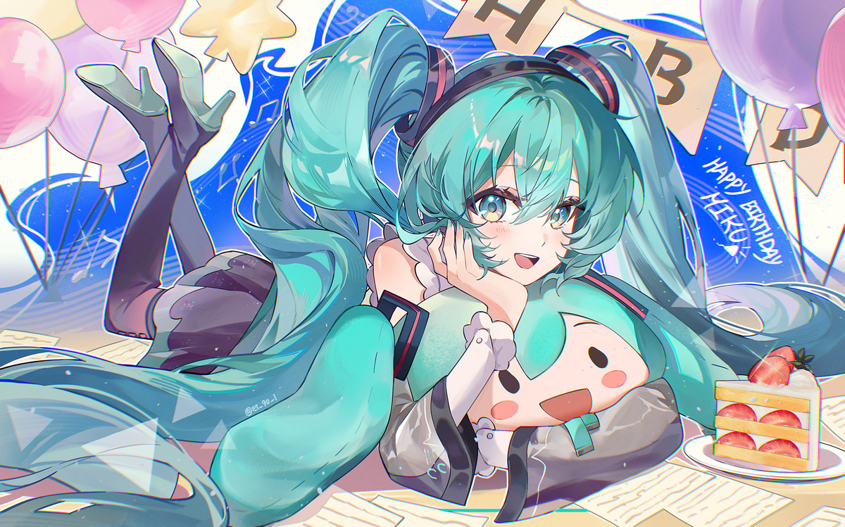 This is a pixiv picture whose title is MIKU HAPPY BIRTHDAY.