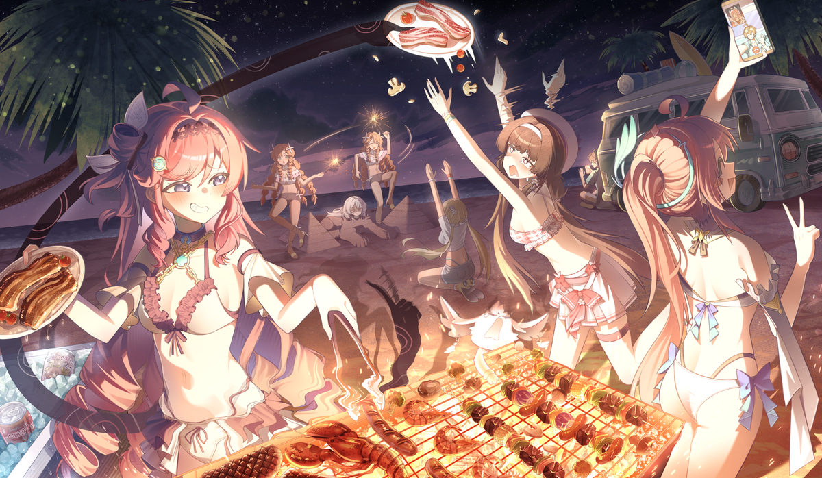 This is a pixiv picture whose title is Beach party!.