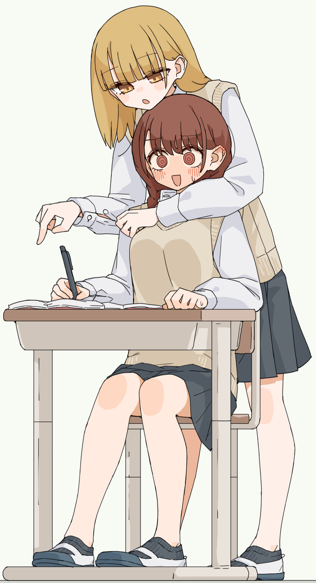 This is a pixiv picture whose title is 勉強に集中できない.