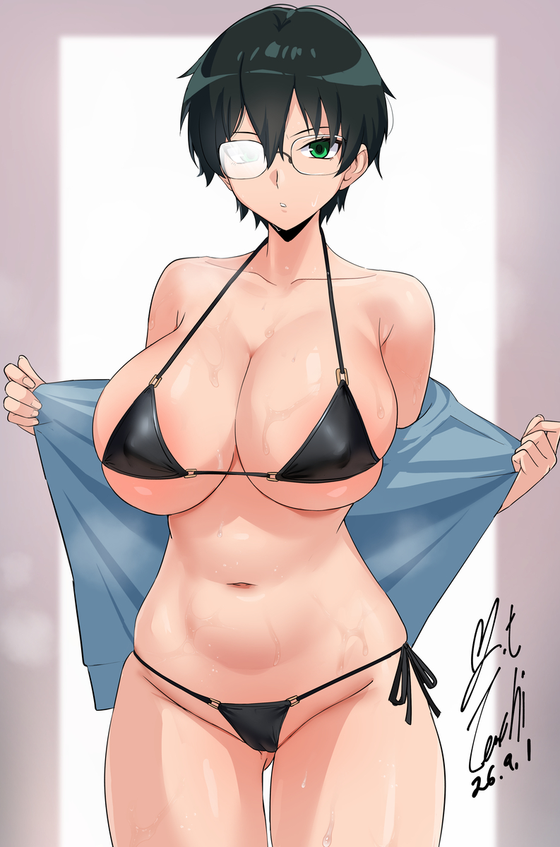 This is a pixiv picture whose title is 不愛想な隠れ巨乳ボーイッシュ彼女と退屈なデート  - 相馬楓.