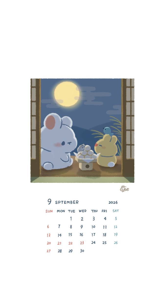 This is a pixiv picture whose title is 9月の壁紙カレンダー.