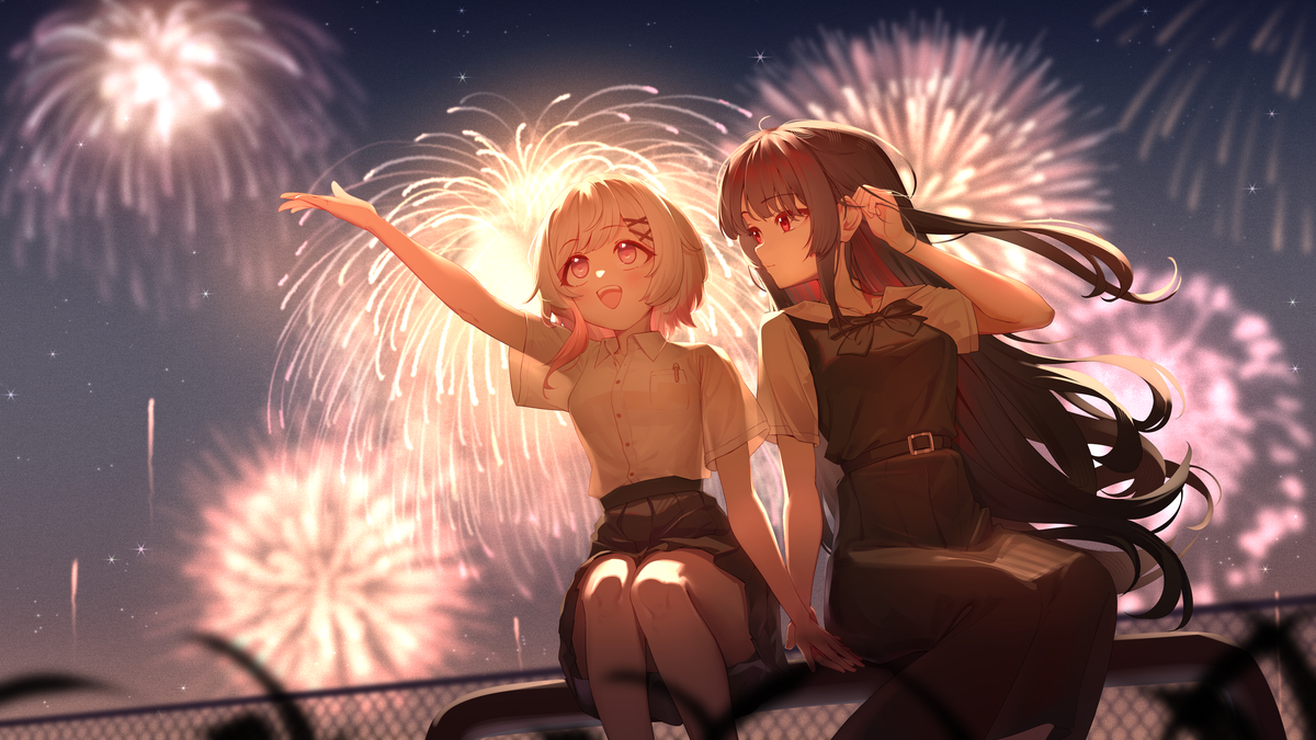 This is a pixiv picture whose title is 花火大会.