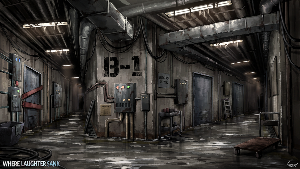 This is a pixiv picture whose title is ブルーヘヴンパーク内の地下通路.